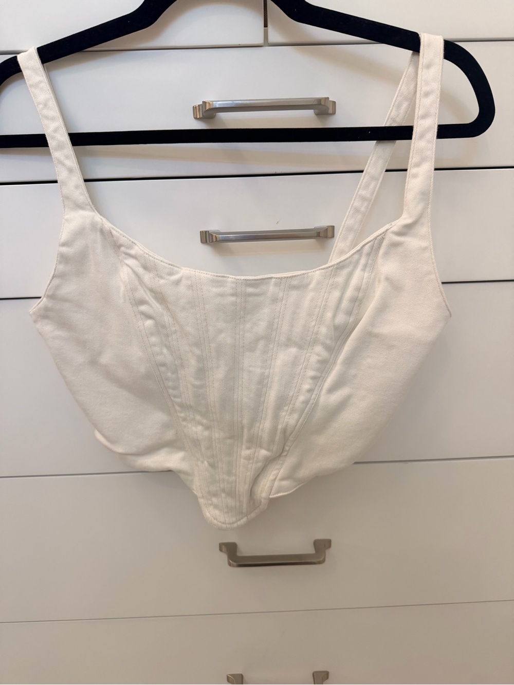 Zara Off-White denim Corset Crop Top - Picture 2 of 3